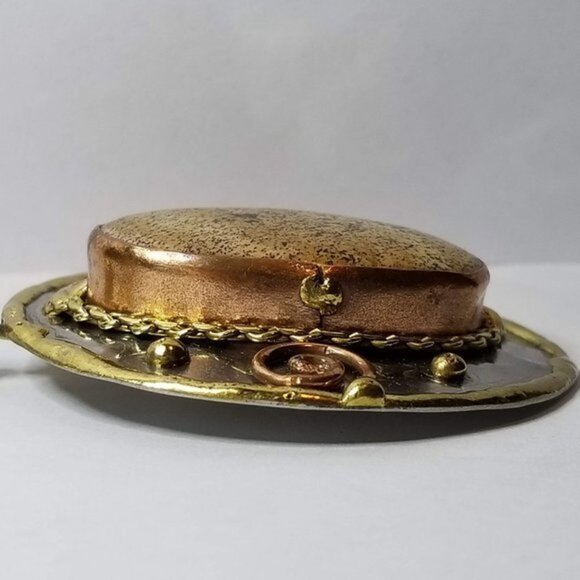 Natural Picture Agate Cabochon Necklace Hand Soldered Metalwork Artisan NWT - Picture 4 of 13